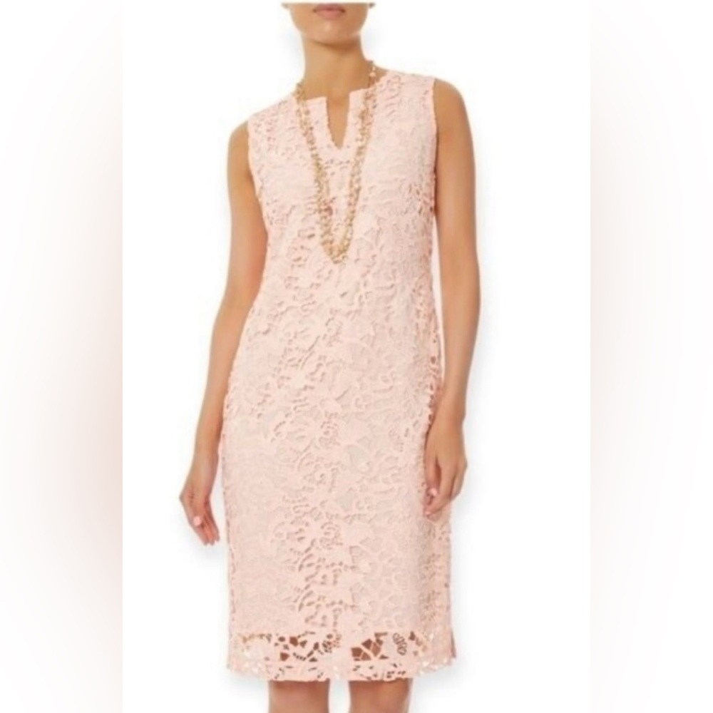 Ming Wang Floral Lace Sheath Dress Pink Size M NWT!